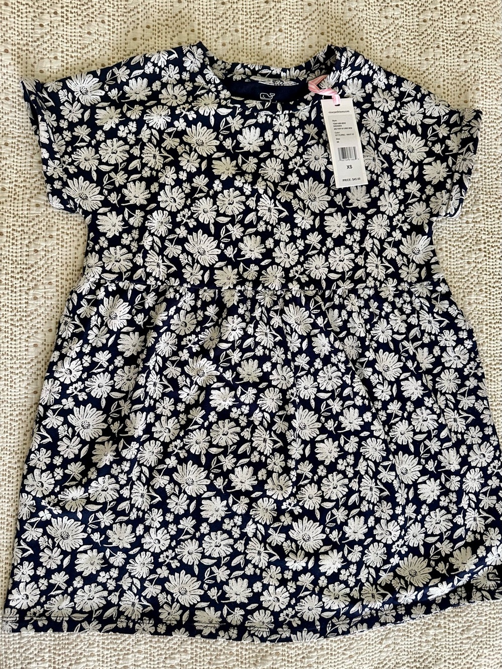 Vineyard Vines Navy and White Floral Girls' Dress NWT